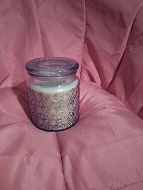 Iridescent Purple Glass Jar Candle - Cream Wax